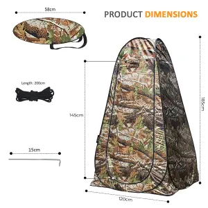 Pop-Up Privacy Tent Portable Outdoor Camping Shower Toilet Changing Room Hiking, Camouflage