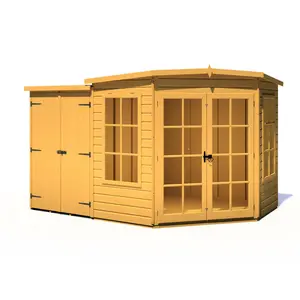 Shire Hampton Corner Summerhouse With Side Shed 7 Ft X 11 Ft