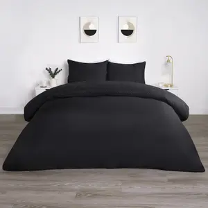 Filled Pinsonic Geo Panel Duvet Cover Bedding Set, Black - Superking