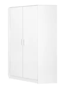 REFLECT 2 Door Corner Wardrobe in Gloss White Door Fronts and Matt White Carcass