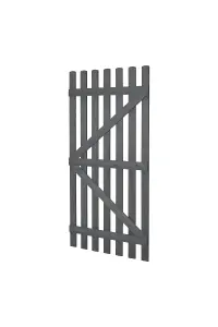 Wooden Garden Picket Gate Pedestrian Gate Carbonized Wood Garden Fence Gate, 90cm W x 180cm H