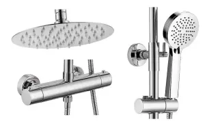 Aquarius RainLux Cool Touch Exposed Adjustable Height Round Shower Chrome