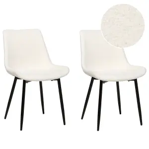 Set of 2 Dining Chairs AVILLA Boucle White