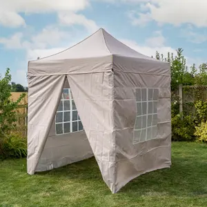 Pop Up 2x2 Gazebo With Sides Beige