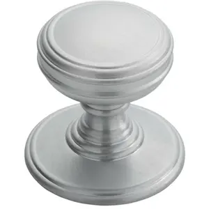 Ringed Tiered Cupboard Door Knob 38mm Diameter Satin Chrome Cabinet Handle