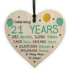 Red Ocean 21st Birthday Novelty Wooden Heart Gift For Son Brother Daughter Sister Friend Gifts For Him Her