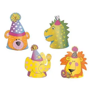 Animals Party Hats (Pack of 4) Multicoloured (One Size)