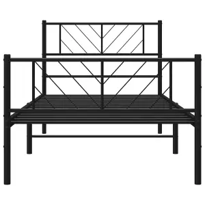 Berkfield Metal Bed Frame with Headboard and Footboard Black 90x200 cm