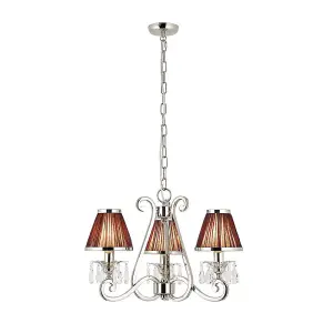 Luminosa Oksana 3 Light Multi Arm Ceiling Pendant Chandelier Polished Nickel, E14