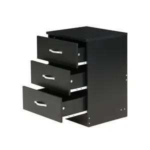 Maybery 3 - Drawer Bedside Table Nightstand Black