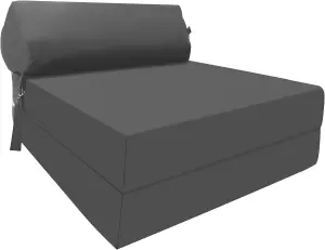 Fold Out Z Bed Chair Sofa Lounger With Pillow - Dark Grey