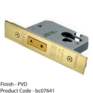 64mm EURO Profile Deadlock - Polished Brass - BS EN 12209 Security Lock