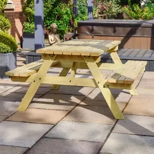 Oakham 4ft Picnic Bench - L122 x W140 x H72.5 cm - Light Green