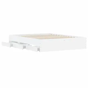 Berkfield Bed Frame with Drawers without Mattress White 150x200 cm King Size