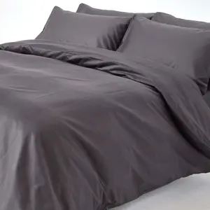 Homescapes Dark Charcoal Grey Egyptian Cotton Duvet Cover with Pillowcases 1000 TC, Double