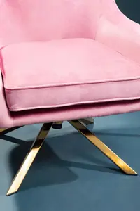 Interiors by Premier Pink Velvet Arm Chair, Luxury Velvet Upholstered Accent Chair, Comfortable Armchair for Home, Office