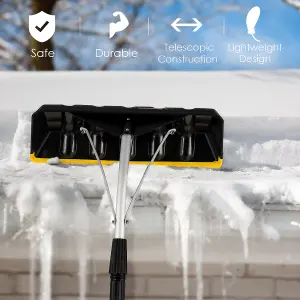 Costway Aluminum Snow Roof Rake Telescoping Snow Shovel Durable Multi-tool W/ Large Blade