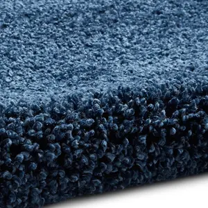 Dark Blue Plain Shaggy Rug, Stain-Resistant Rug, Modern Rug for Bedroom, Living Room, & Dining Room-80cm X 150cm