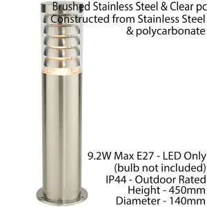 4 PACK Outdoor Garden Bollard Light Stainless Steel Outside Path LED Lamp Post