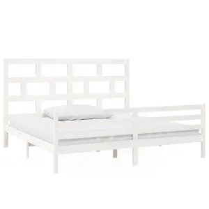 Berkfield Bed Frame White Solid Wood Pine 200x200 cm