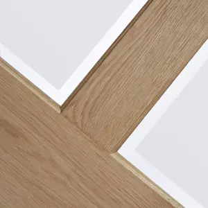 4 panel 2 Lite Clear Glazed Oak veneer Internal Door, (H)1981mm (W)762mm (T)35mm