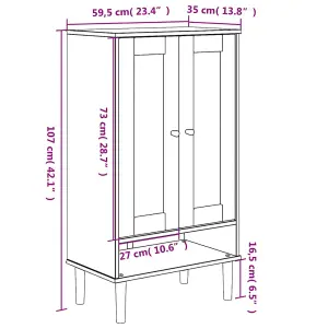 Shoe Cabinet SENJA Rattan Look White 59.5x35x107 cm Solid Wood