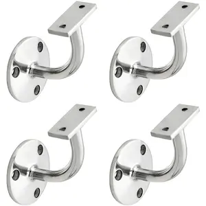 4 PACK - Heavy Duty Stair Handrail Bannister Bracket Arm - Bright Steel 85mm Proj Holder