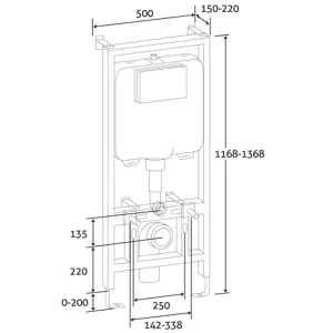 1200mm Toilet Frame & Concealed Cistern for Wall Hung Toilet Pans