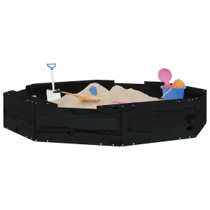 Berkfield Sandbox with Seats Black Octagon Solid Wood Pine