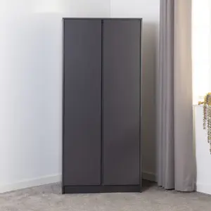 Malvern 2 Door Wardrobe in Grey Finish Hanging Rail and Shelf