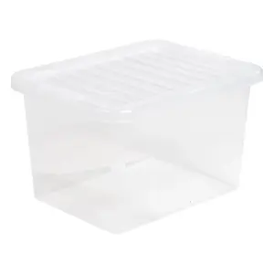 3 x Heavy Duty Multipurpose 45 Litre Home Office Clear Plastic Storage Containers With Lids