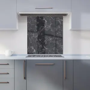 Deep Grey Quartz Effect Premium Glass Kitchen Splashback W700mm x H650mm