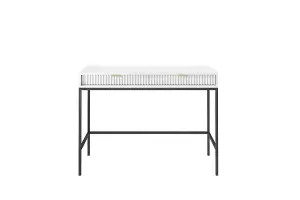 Nova Desk in White Matt - Sleek and Durable Desk with Two Drawers and Metal Legs (W1040mm x H780mm x D500mm)