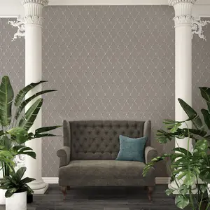 Galerie Escape Taupe, Grey, Black Trellis Smooth Wallpaper