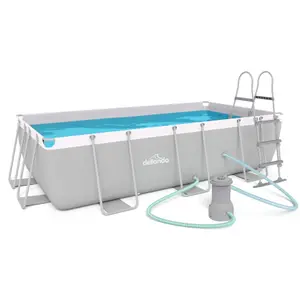 Dellonda Swimming Pool 13ft 400x200cm XL Steel Frame Above Ground & Filter Pump