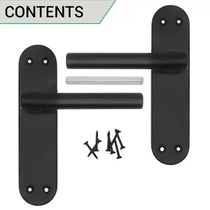 AFIT Matt Black Door Handles Latch T-Bar Door Handle on Backplate 175x42mm Latchset