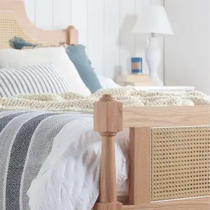 King Size Rattan Bed Frame Birlea Rhodes Oak 5FT 150cm Bedstead