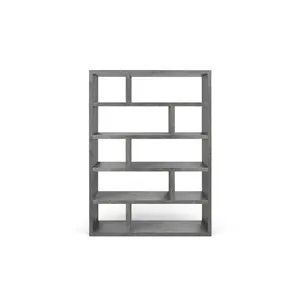 Jago 173cm H x 120cm W Geometric Bookcase Concrete/Black