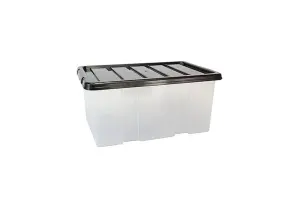 8 Litre 8L Storage Box with Black Lid x5