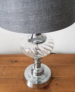 Witney Chrome and Glass Table Lamp, Charcoal