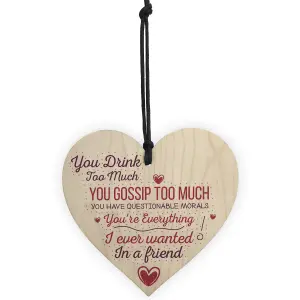 Red Ocean Friendship Best Friend Sign Shabby Chic Wood Hanging Heart Plaque Thank You Gift