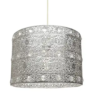 Antique Silver Acrylic Gem Moroccan Style Chandelier Pendant Light Shade Fitting