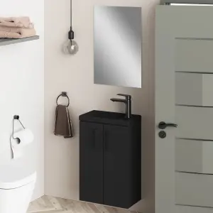 Mino 400mm Matt Black Wall Hung Cloakroom Vanity