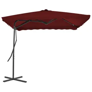 Berkfield Outdoor Parasol with Steel Pole Bordeaux Red 250x250x230 cm