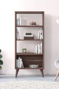 Soho Bookcase Free Standing Storage Shelf, 54 x 25 x 121 cm 4 Tier Display Shelves, Bookshelf, Open Cabinet, Walnut