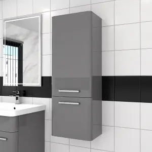 Nes Home 600mm Freestanding Grey Basin Vanity & 350mm Wall Hung Tall Cabinet Set