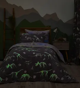 Charlotte Thomas Dino Grey Duvet Cover Set Reversible With Pillowcases Single