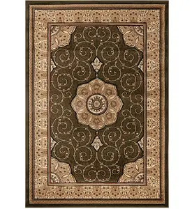 Abaseen 80x300 cm Green Royal Tabriz Rug Classic Oriental Rug 10mm Soft Pile Washable Area Rugs for Home and Office