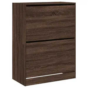 Berkfield Shoe Cabinet with 2 Flip-Drawers Brown Oak 80x42x108 cm