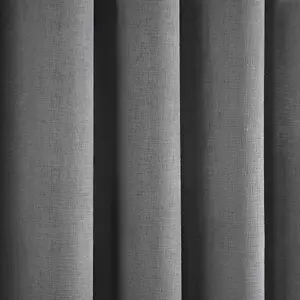 Strata Silver Triple-Woven Dimout Eyelet Curtains